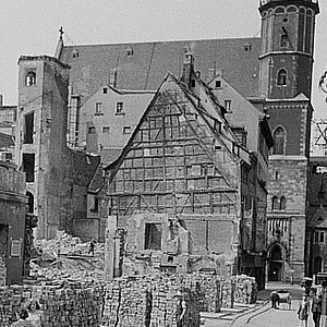 War ruins on Burgstrasse in Leipzig, 1949