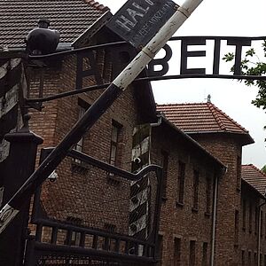 Entrance to the Auschwitz I concentration camp
